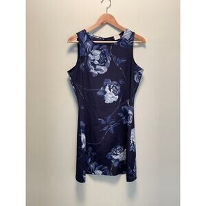 Vintage Womens Mini Dress Size 8 Blue Floral Sleeveless Romantic Fairy 90s Y2K